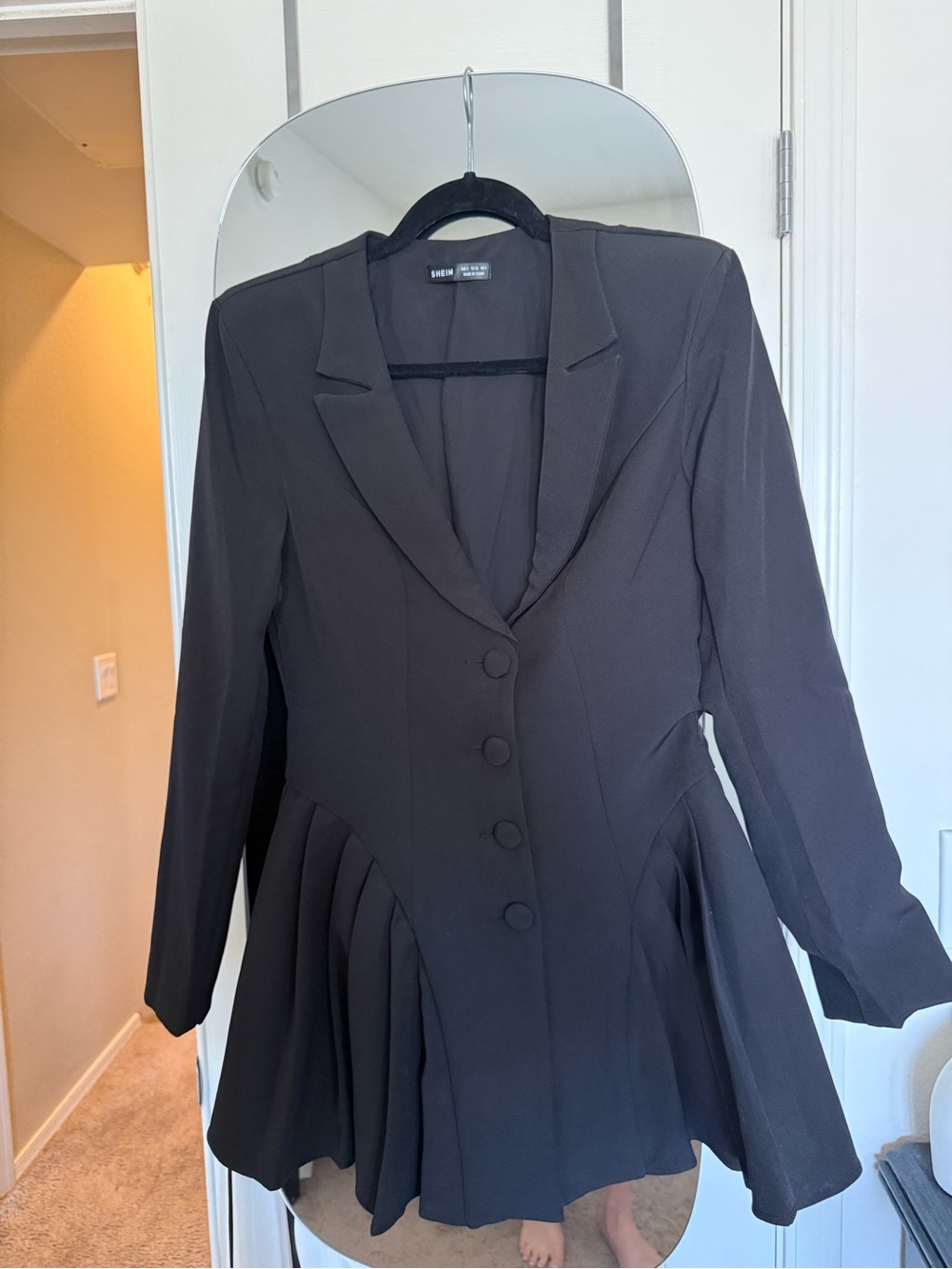 Black Structured Peplum Blazer Dress